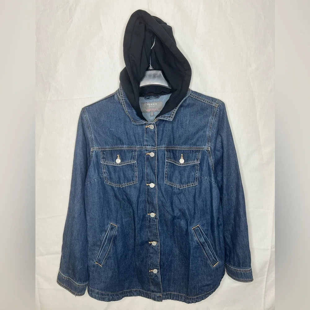 Torrid Blue Denim Jacket with Tan Stitching - Picture 3 of 4